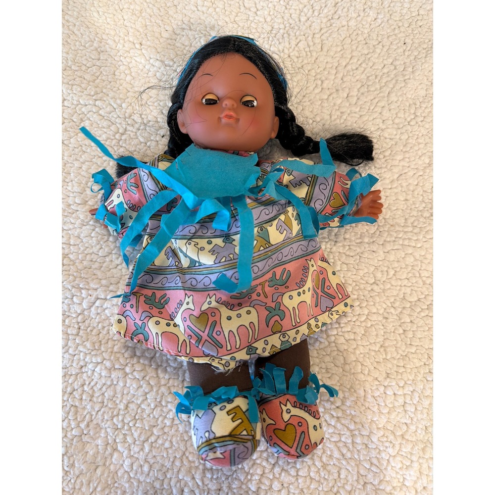 2018 Native American Style 11 inch Doll Horse Print Dress Fringe